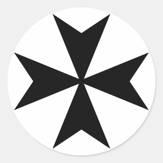Zwarte Maltezer Kruis Ronde Sticker (Voorkant)