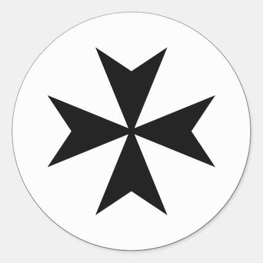 Zwarte Maltezer Kruis Ronde Sticker (Voorkant)
