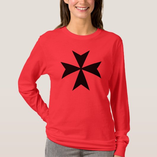 Zwarte Maltezer Kruis T-shirt (Voorkant)