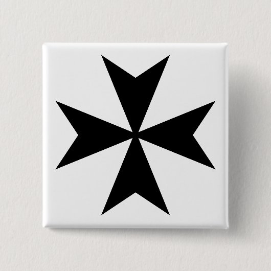 Zwarte Maltezer Kruis Vierkante Button 5,1 Cm (Voorkant)