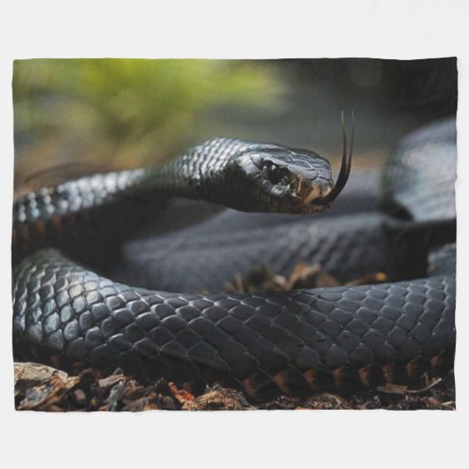 ZWARTE MAMBA SLANG FLEECE DEKEN (Voorkant (Horizontaal))