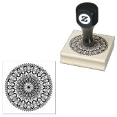 Zwarte Mandala-cirkels en bladeren Rubberstempel (Gestempeld)