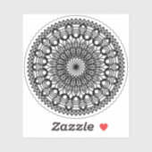 Zwarte Mandala-cirkels en bladeren Sticker (Vel)