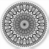 Zwarte Mandala-cirkels en bladeren Sticker (Voorkant)