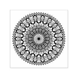 Zwarte Mandala Cirkels en bladeren Zelfinktende Stempel