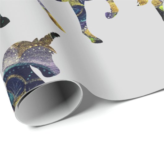 Zwarte Mandala Eenhoorn Kunst Cadeaupapier (Rol Hoek)