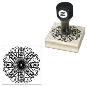 Zwarte Mandala Embleem Harten Rubberstempel (Gestempeld)