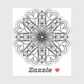 Zwarte Mandala Embleem Hartjes Sticker (Vel)
