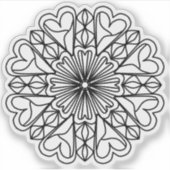 Zwarte Mandala Embleem Hartjes Sticker (Voorkant)