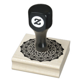 Zwarte Mandala Embleem Rond Rubberstempel