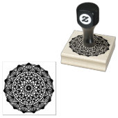 Zwarte Mandala Embleem Rond Rubberstempel (Gestempeld)