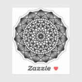Zwarte Mandala Embleem Rond Sticker (Vel)