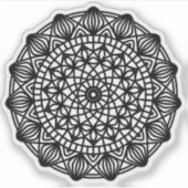 Zwarte Mandala Embleem Rond Sticker (Voorkant)