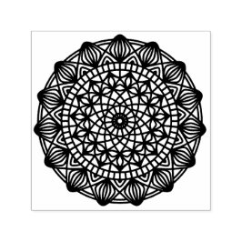 Zwarte Mandala Embleem Rond Zelfinktende Stempel