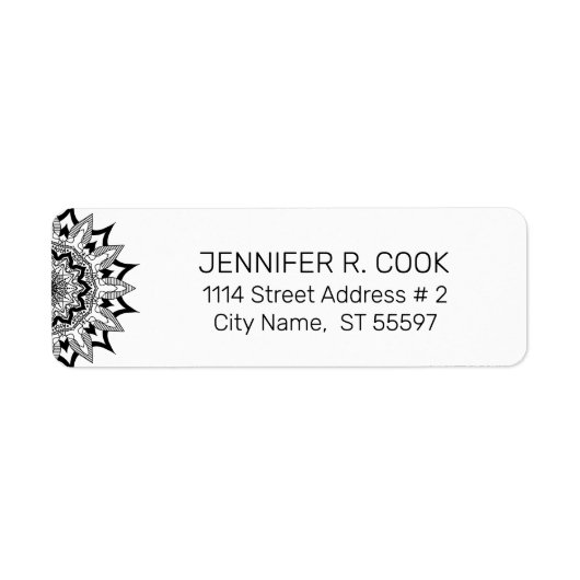 Zwarte  mandala etiket (Voorkant)