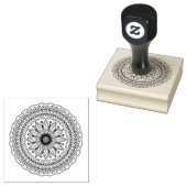 Zwarte Mandala Fantasie Bloem Rubberstempel (Gestempeld)