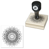 Zwarte Mandala Fantasy Bloem en harten Rubberstempel (Gestempeld)