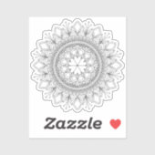 Zwarte Mandala Fantasy Bloem en harten Sticker (Vel)