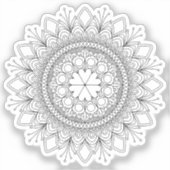 Zwarte Mandala Fantasy Bloem en harten Sticker (Voorkant)