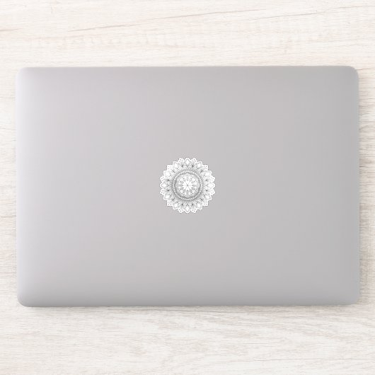 Zwarte Mandala Fantasy Bloem en harten Sticker (Computer)
