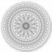 Zwarte Mandala Fantasy Bloem Sticker (Voorkant)