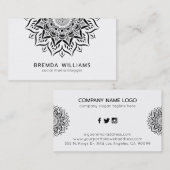 Zwarte mandala harten en zwammen visitekaartje (Voorkant / Achterkant)