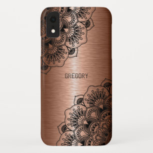 Zwarte mandala metalen koperen achtergrond Case-Mate iPhone case