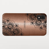 Zwarte mandala metalen koperen achtergrond Case-Mate iPhone case (Achterkant (horizontaal))