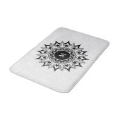Zwarte mandala op een witte paisley badmat (Gekanteld)