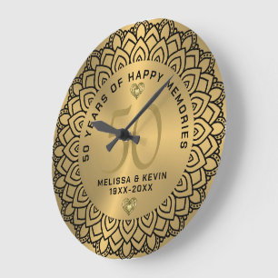 Zwarte mandala op gouden 50ste bruiloft Jubileum Grote Klok