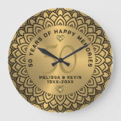 Zwarte mandala op gouden 50ste bruiloft Jubileum Grote Klok (Voorkant)