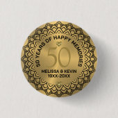 Zwarte mandala op gouden 50ste bruiloft Jubileum Ronde Button 3,2 Cm (Voorkant)