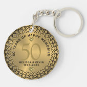 Zwarte mandala op gouden 50ste bruiloft Jubileum Sleutelhanger (Achterkant)