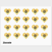 Zwarte mandala op gouden achtergrond hart sticker (Vel)
