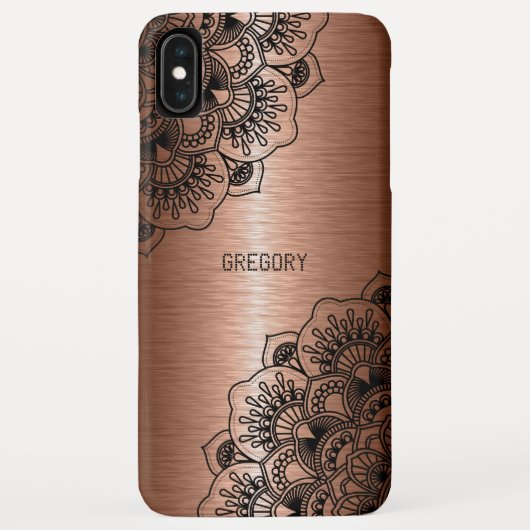 Zwarte mandala op metalen koperen achtergrond Case-Mate iPhone case (Achterkant)