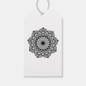 Zwarte Mandala op Witte Achtergrond Cadeaulabel (Voorkant)