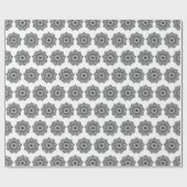Zwarte Mandala op Witte Achtergrond Cadeaupapier (Vlak)