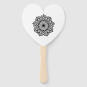 Zwarte Mandala op Witte Achtergrond Handwaaier (Achterkant)