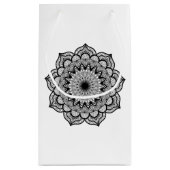 Zwarte Mandala op Witte Achtergrond Klein Cadeauzakje (Achterkant)