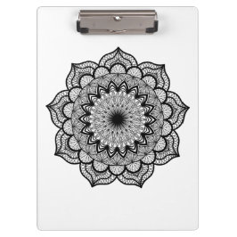 Zwarte Mandala op Witte Achtergrond Klembord