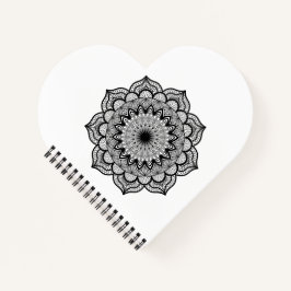 Zwarte Mandala op Witte Achtergrond Notitieboek