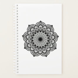 Zwarte Mandala op Witte Achtergrond Planner