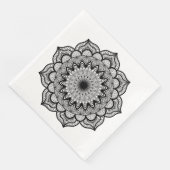 Zwarte Mandala op Witte Achtergrond Servet (Hoek)