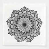 Zwarte Mandala op Witte Achtergrond Servet (Voorkant)
