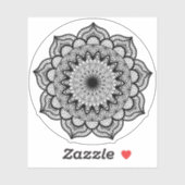 Zwarte Mandala op Witte Achtergrond Sticker (Vel)