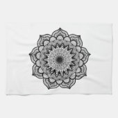 Zwarte Mandala op Witte Achtergrond Theedoek (Horizontaal)