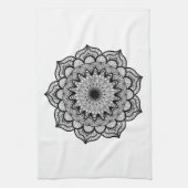 Zwarte Mandala op Witte Achtergrond Theedoek (Verticaal)