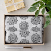 Zwarte Mandala op Witte Achtergrond Tissuepapier (Geschenk)
