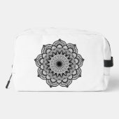 Zwarte Mandala op Witte Achtergrond Toilettasje (Achterkant)
