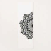 Zwarte Mandala op Witte Achtergrond Yogamat (Achterkant)